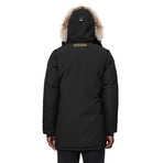 Canda Goose // Fur Trimmed Long Slim Fit Puffer Parka // Black (L)