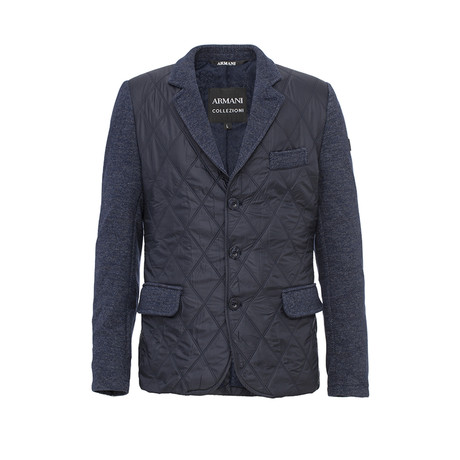Armani Collezioni // Contrast Sleeve Quilted Puffer Blazer // Dark Blue (S)