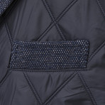 Armani Collezioni // Contrast Sleeve Quilted Puffer Blazer // Dark Blue (S)