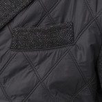 Armani Collezioni // Contrast Sleeve Quilted Puffer Blazer // Black (S)