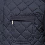 Prada // Contrast Sleeve Quilted Military Coat // Navy Blue (M)