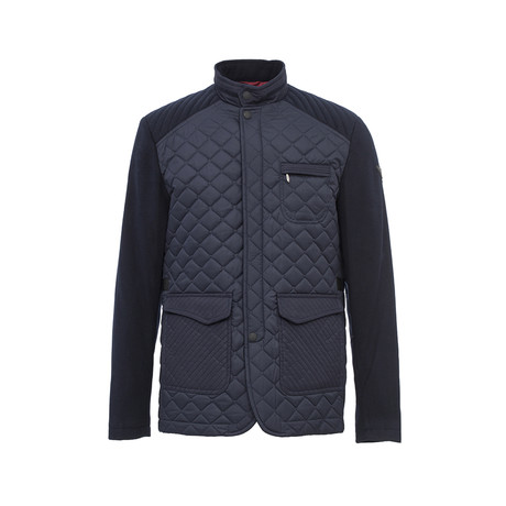 Prada // Contrast Sleeve Quilted Military Coat // Navy Blue (S)