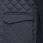 Prada // Contrast Sleeve Quilted Military Coat // Navy Blue (M)