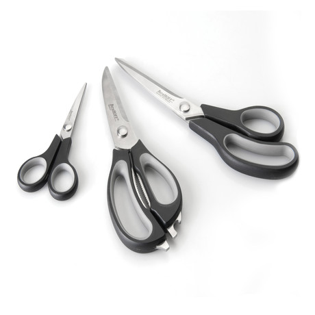 BergHOFF Essentials 3Pc Stainless Steel Kitchen Scissor Set, Black