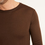 Solid Crew Neck Pullover // Brown (S)