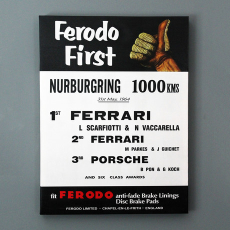 Nurburgring 1000 Km Ferodo 1964 Advertisement (18"W x 24"L x 1.625"D)
