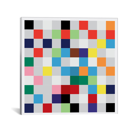 Modern Art // Pixilated Tile Art Colorful Square Pattern (18"W x 18"H x .75"D)