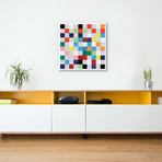 Modern Art // Pixilated Tile Art Colorful Square Pattern (18"W x 18"H x .75"D)