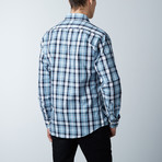 Luca Baretti // Modern Fit Shirt // Blue + Black Plaid (XL)