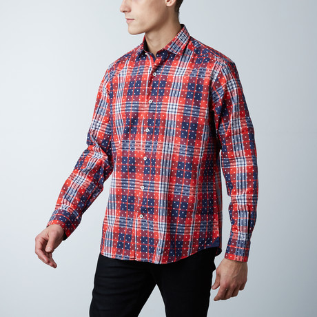 Paolo Lercara // Sport Shirt // Red Plaid Pattern (S)