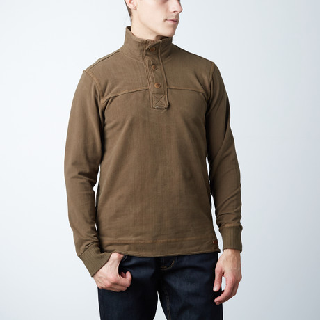Taylor French Terry Mock Pullover // Peat (S)