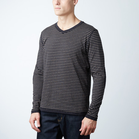Webb L/S Reversible Jacquard V-Neck Shirt // Black (S)