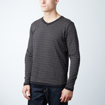 Webb L/S Reversible Jacquard V-Neck Shirt // Black (L)