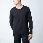 Webb L/S Reversible Jacquard V-Neck Shirt // Black (L)