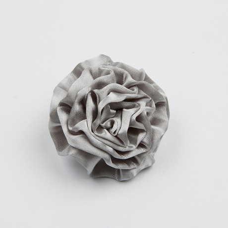 Boxed Satin Carnation Flower Pin // Silver
