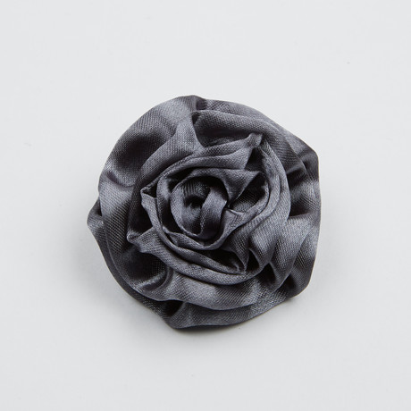 Boxed Satin Carnation Flower Pin // Charcoal