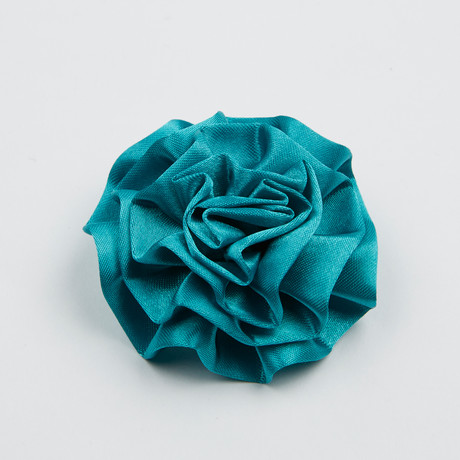 Boxed Satin Carnation Flower Pin // Teal