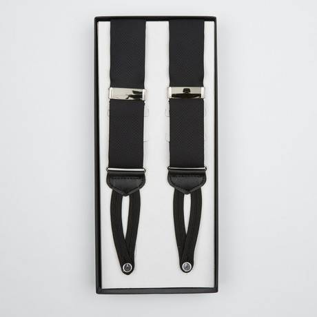 Silk Basket Weave Suspenders + Braided Ends // Black