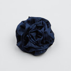 Boxed Satin Carnation Flower Pin // Navy