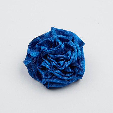 Boxed Satin Carnation Flower Pin // Royal Blue