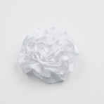 Boxed Satin Carnation Flower Pin // White