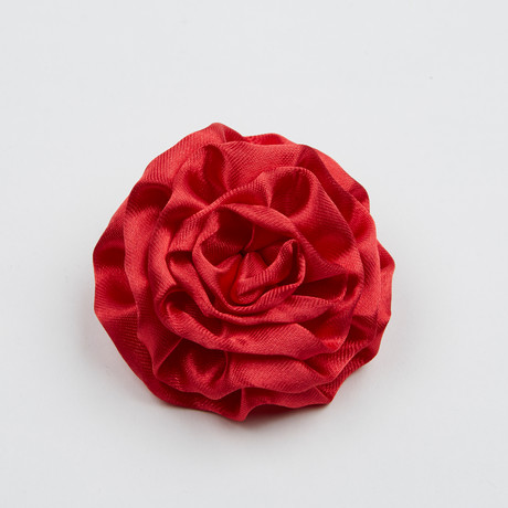 Boxed Satin Carnation Flower Pin // Red