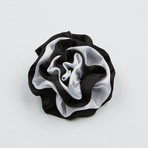 Boxed Satin Carnation Flower Pin // Black + White