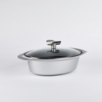 Oval Roaster + Glass Lid // Silver (Silver)