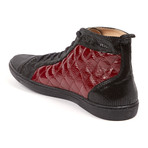 Vernon Quilted High Top Sneaker // Black + Red (UK: 6.5)