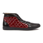 Vernon Quilted High Top Sneaker // Black + Red (UK: 6.5)