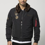 Shearling Aviator Jacket // Black (XL)