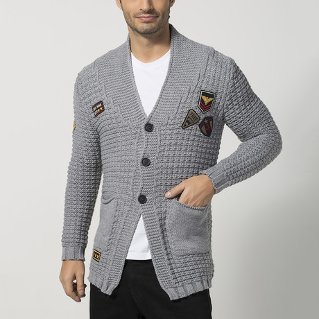 Button-Up Knit Sweater // Grey (2XL)