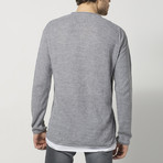 Distressed Roll-Hem Sweater // Grey (L)