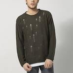 Distressed Roll-Hem Sweater // Khaki (S)