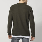 Distressed Roll-Hem Sweater // Khaki (L)