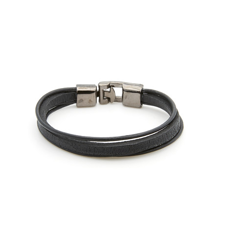 Leather 3-Layer Bracelet // Black