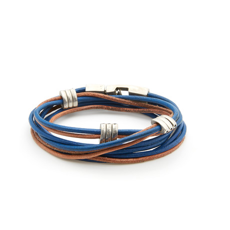 Layered Strand Bracelet // Brown + Blue (Size 8)