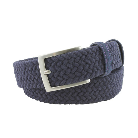 Wool Hand Weave Belt // Navy (Size 30)