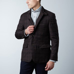 Quilted Plaid Blazer // Dark Brown (XL)