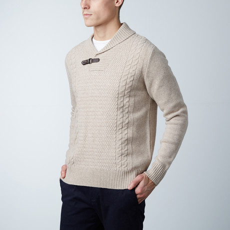 Wool Shawl Collar Sweater // Oatmeal (S)