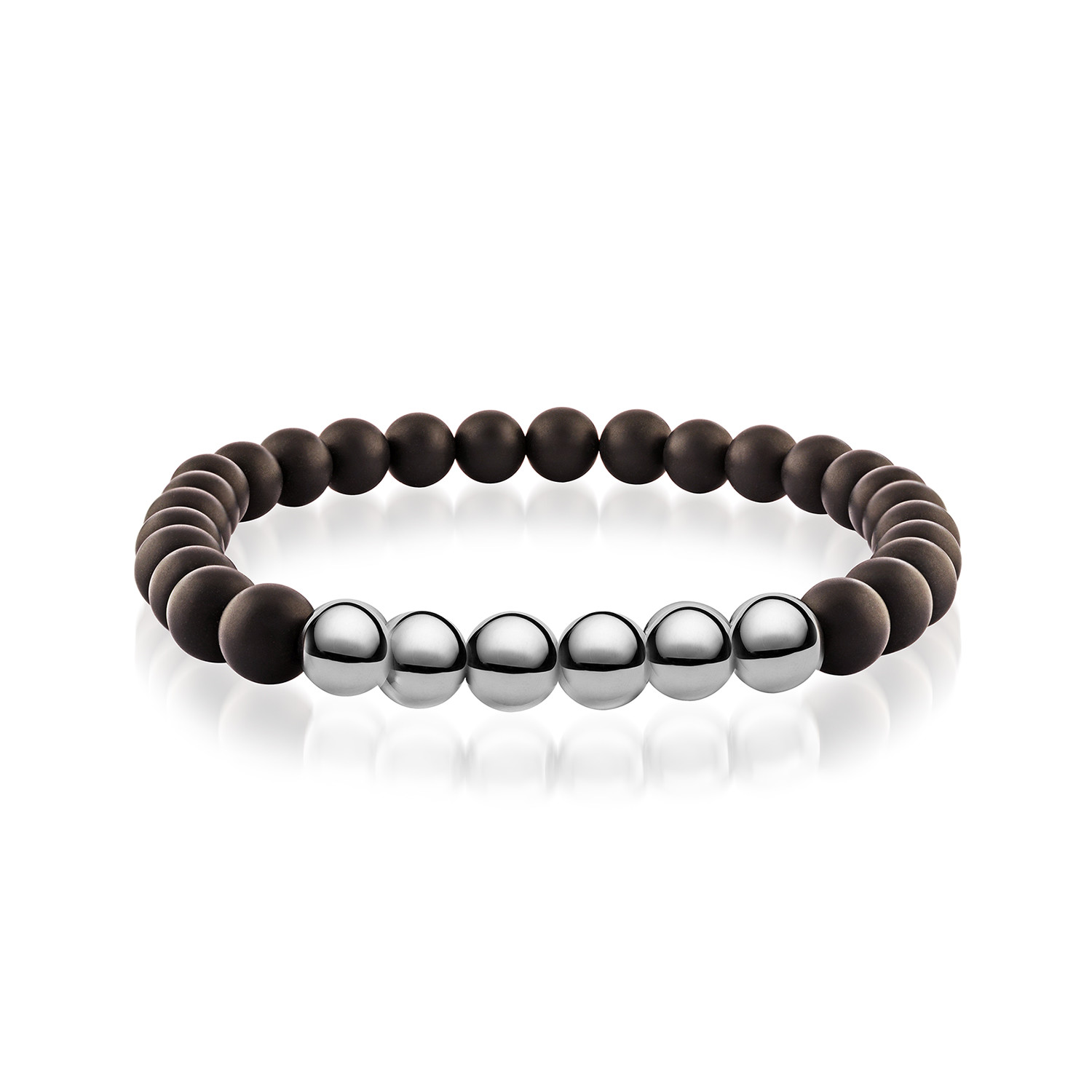 Steel + Onyx Beaded Bracelet // Black + Gunmetal - Italgem Steel ...