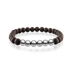 Steel + Onyx Beaded Bracelet // Black + Gunmetal