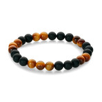 Tiger Eye + Onyx Beaded Bracelet // Black + Dark Yellow