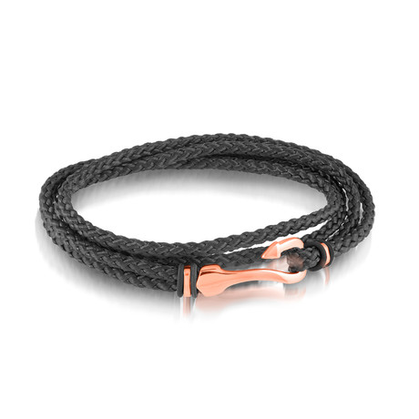 Cord Bracelet + Rose Fish Hook Closure // Black