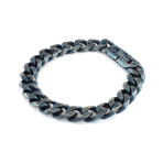 Stainless Steel Special Finish Cuban Link Bracelet // 11mm // Blue