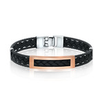 Double Row Cable Bracelet // Black + Rose Gold