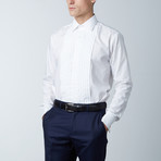 Pleated Laydown Collar Shirt // White (US: 15.5L)