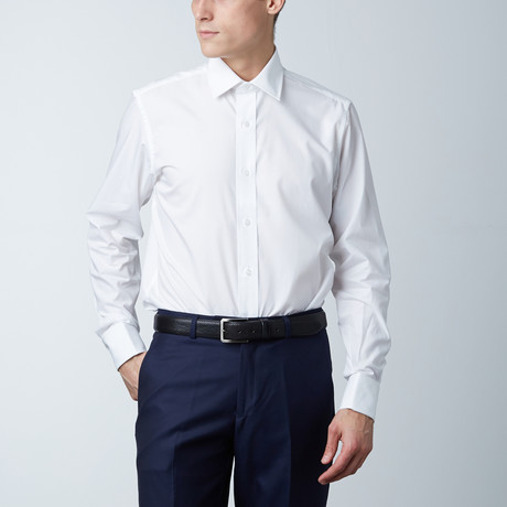 Non-Pleated Laydown Collar Shirt // White (US: 14.5S)