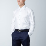 Twill Diagonal Stripe Laydown Collar Shirt // White (US: 15.5R)