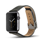 Black Leather Deployant Band // 42mm (Space Gray Aluminum)